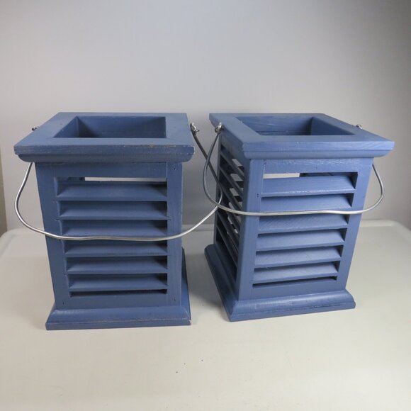 Vintage Real Wood Shutter Nautical Lanterns (2) Large (no moving parts) - Picture 1 of 10